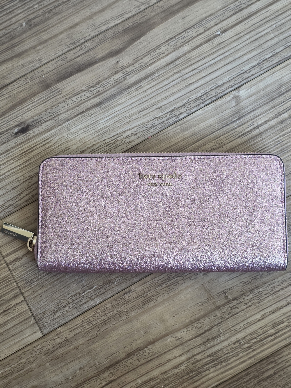 kate spade glittery blush pink zip-around wallet - Picture 9 of 9